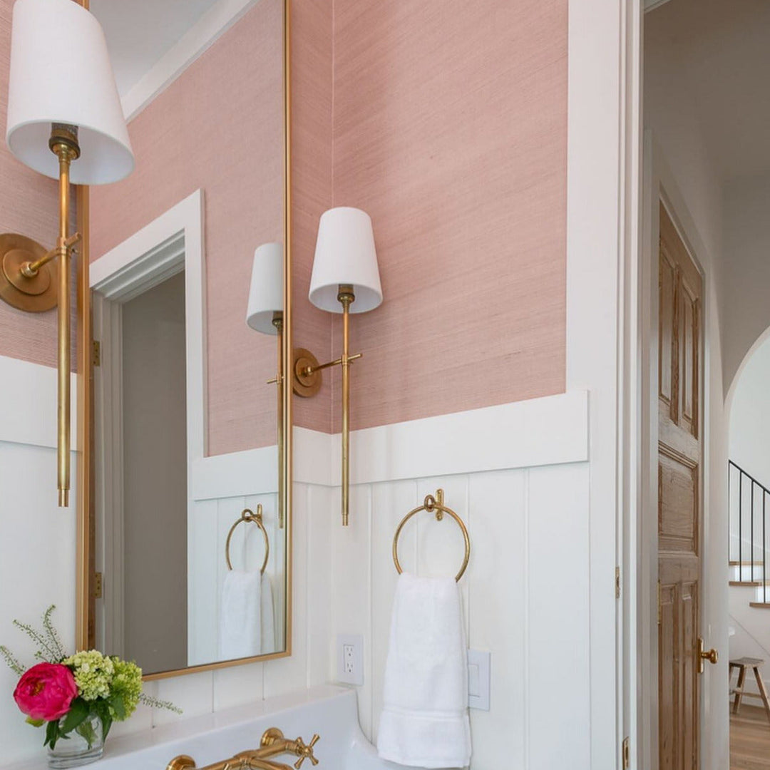 Stylish Brass indoor lamp with linen shade, hardwired for bedrooms.
