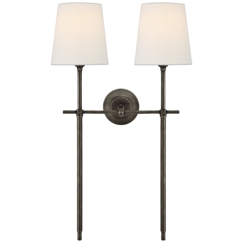 Elegant Black wall fixture with drum shade, ideal for modern hallways.