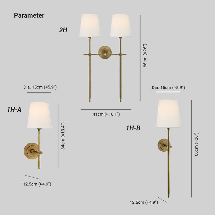 Chic Brass decorative sconce with fabric shade for dining room ambiance.