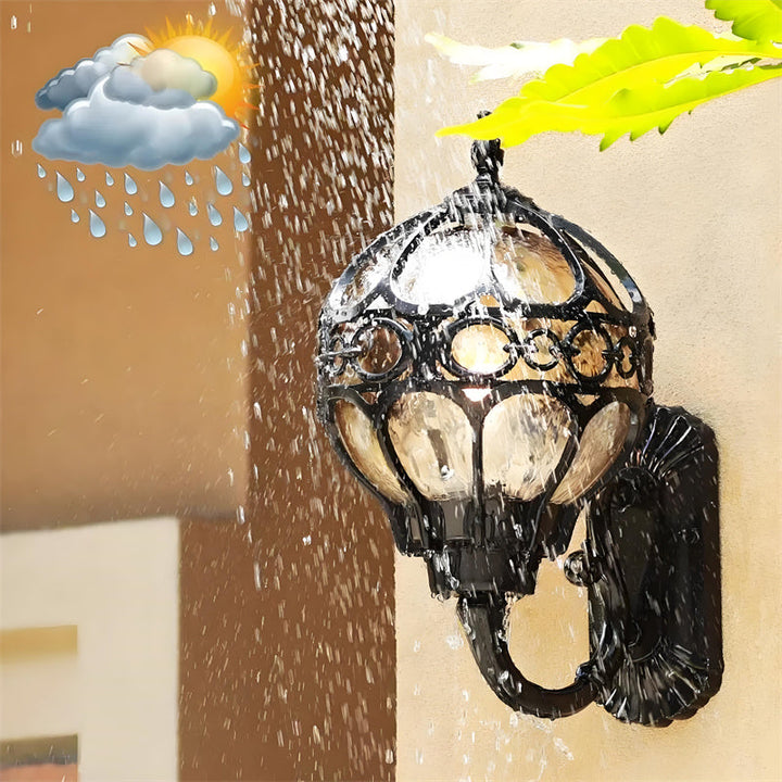 Decorative outdoor wall light, bronze. Waterproof exterior lamp adds retro charm to your garden & patio.