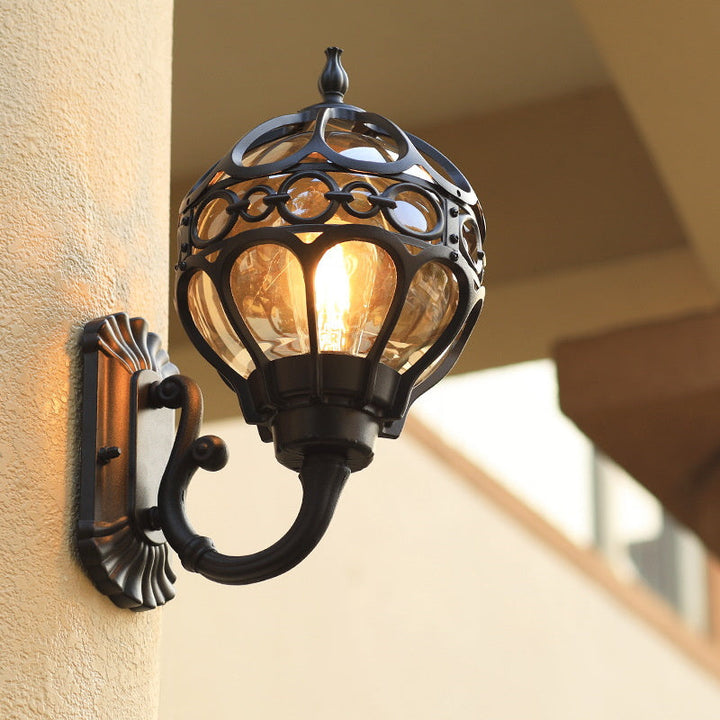 Stylish outdoor wall lamp with elegant design. Rustproof & waterproof exterior lighting fixture for ambiance.