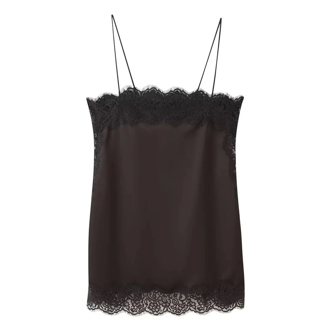 Chic women's two-piece brown top & midi skirt set. Elegant formal wear for special occasions.