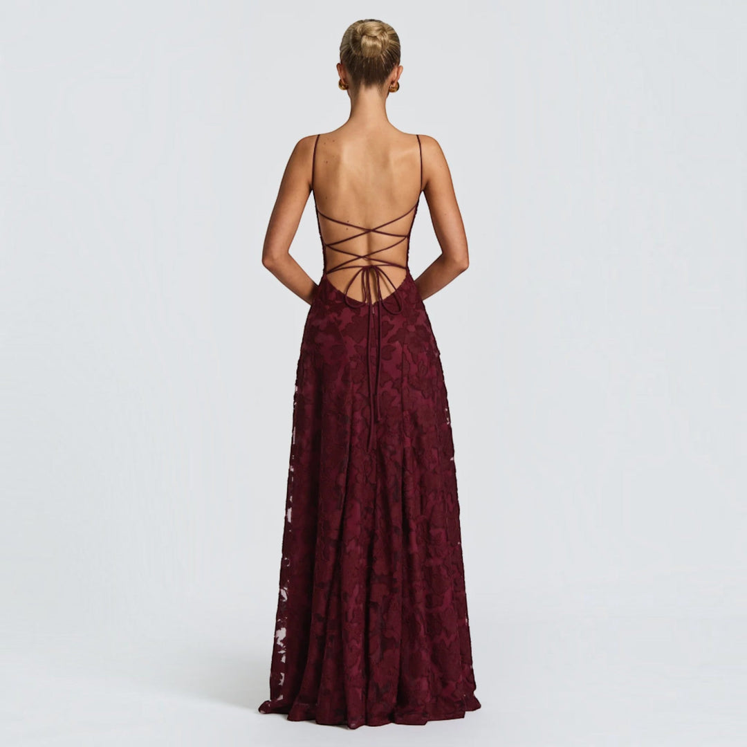 Women's white lace maxi gown, an elegant long dress for special occasions, galas & parties.