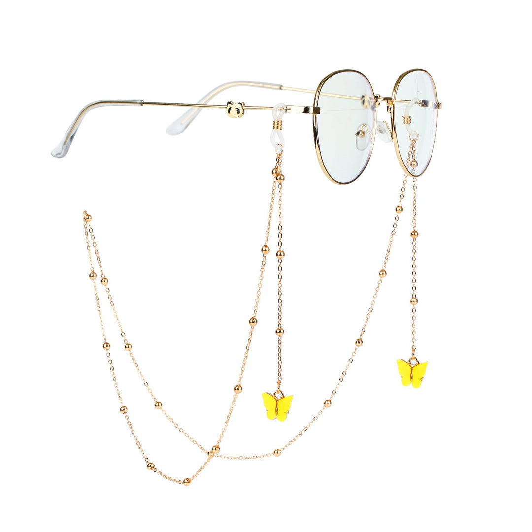 Women's delicate butterfly glasses lanyard, stylish and functional eyewear accessory.