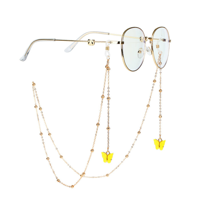 Women's delicate butterfly glasses lanyard, stylish and functional eyewear accessory.