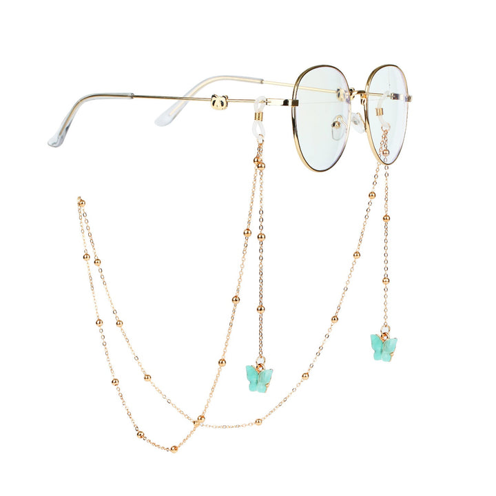 Fashionable butterfly glasses lanyard for women, secure and stylish eyewear holder.