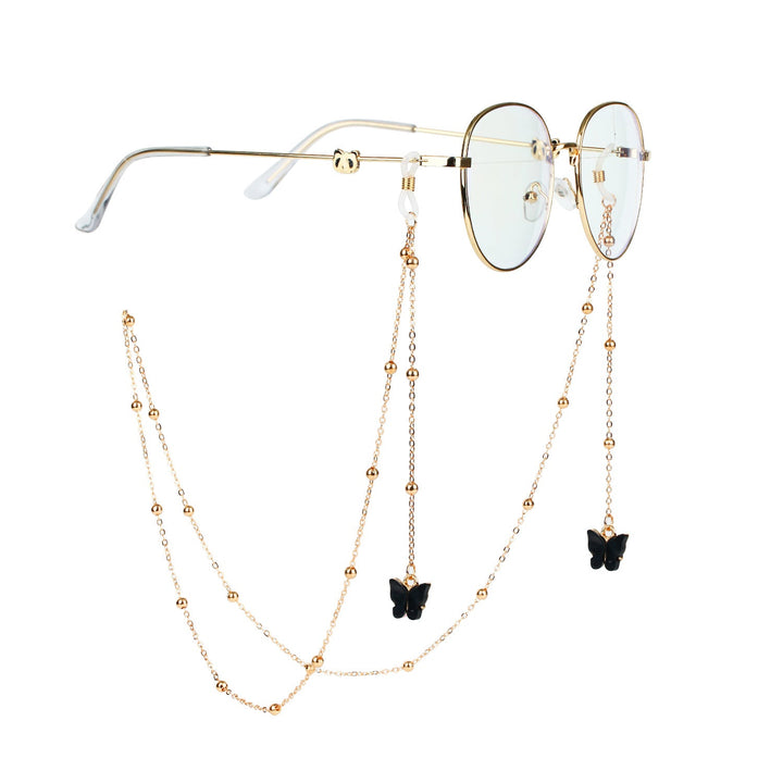 Chic women's butterfly eyewear chain, elegant and practical glasses lanyard for sunglasses.