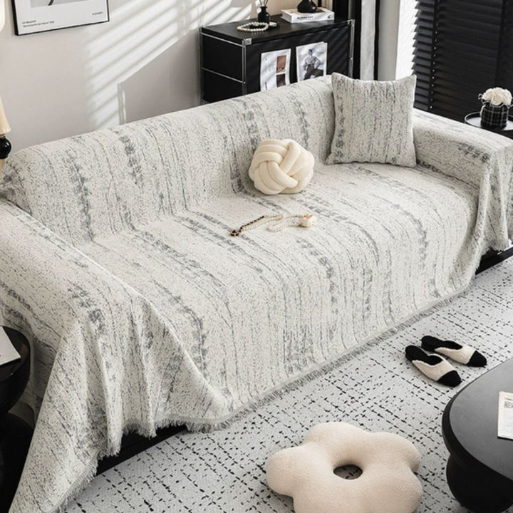 Stain-resistant chenille furniture protector. Elegant sofa cover for living room comfort and style.