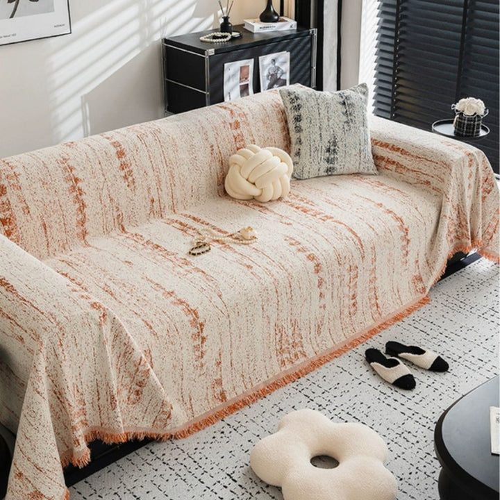 Decorative chenille sofa cover, an elegant living room decor home accent. Perfect couch throw.
