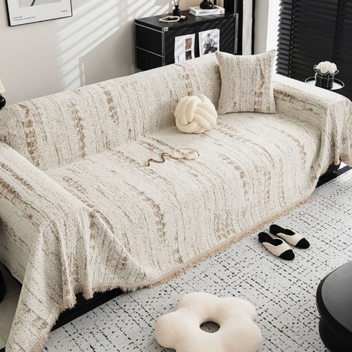 Pet-friendly & durable elegant chenille sofa cover, a stylish living room furniture protector.
