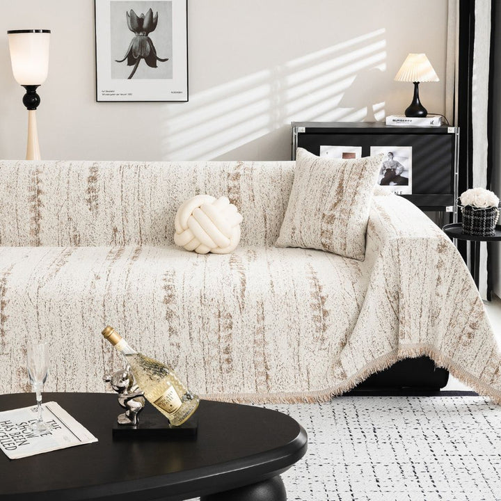 Stain-resistant, pet-friendly chenille sofa cover for living room comfort & furniture protection.