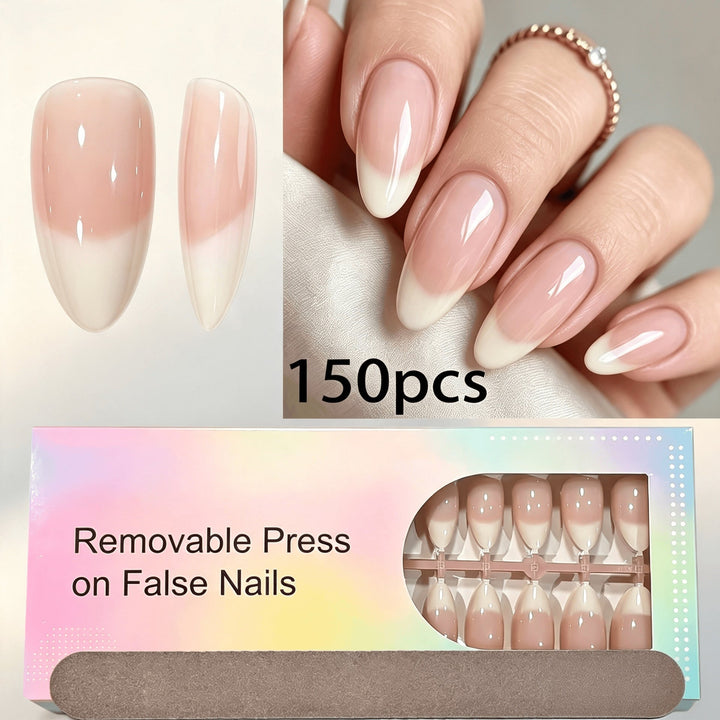 Effortless beauty with French tip press-on nails. Removable false nails for a professional DIY manicure.