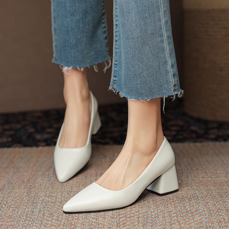 Classic women's elegant closed-toe block heels designed for all-day wear and ultimate comfort.