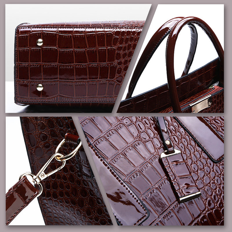 Elegant women's fashion accessory: crocodile print PU leather shoulder bag. Perfect stylish purse.