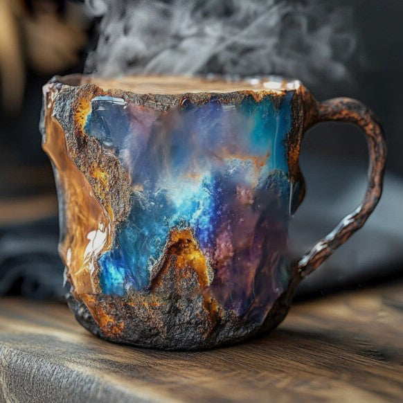 Unisex natural stone crystal mug, lead-free and microwave safe, a unique home decor accent.