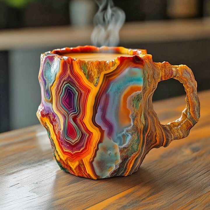 Insulated crystal beverage mug, perfect for hot or cold drinks, 6.8 fl oz, elegant kitchenware.