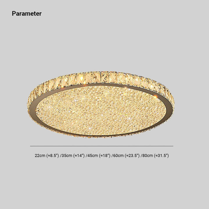 Beautiful round crystal ceiling light, flush mount LED fixture, perfect for modern decor.