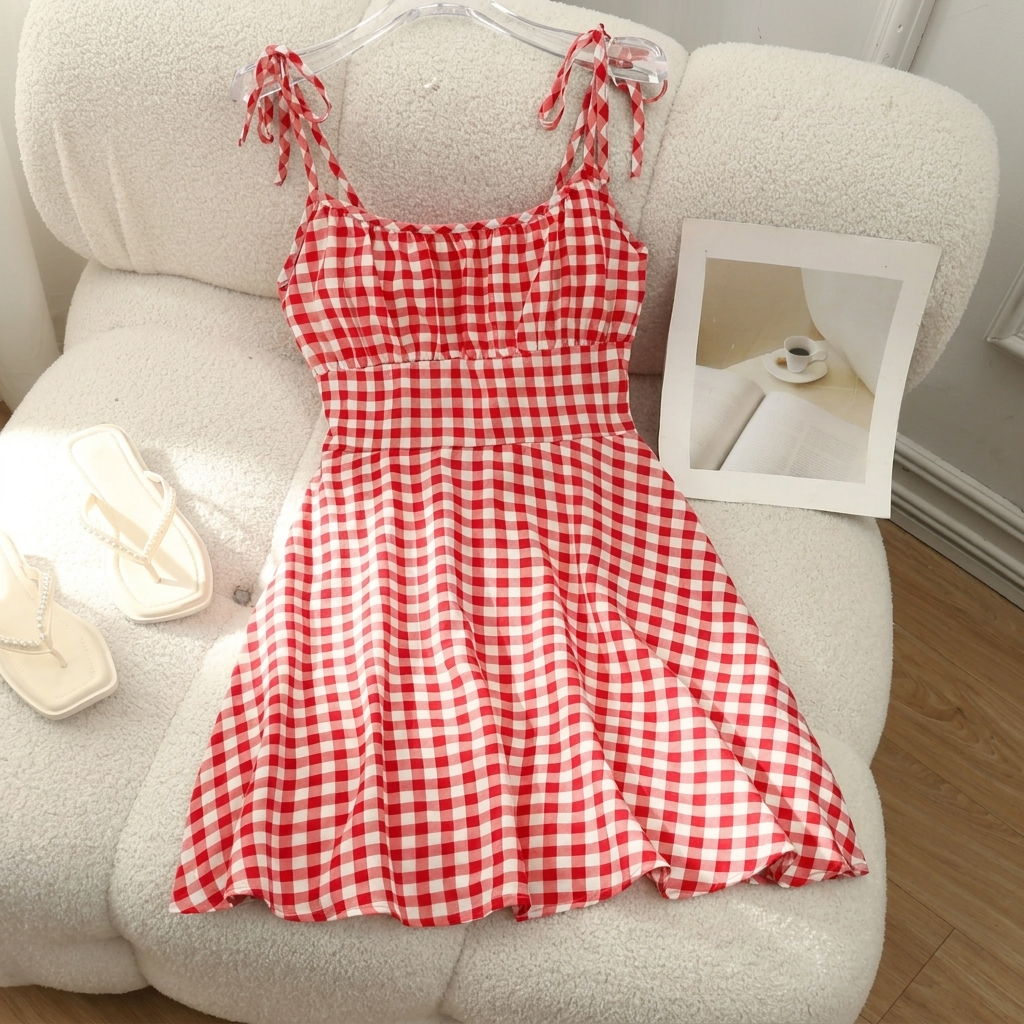 Chic women's floral A-line summer dress. Elegant design, perfect for spring fashion & vacation outfits.