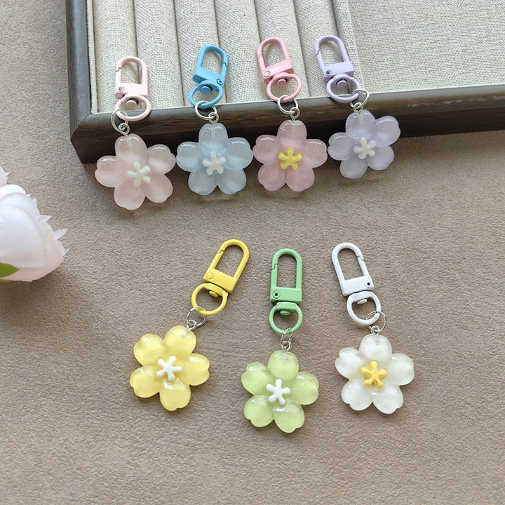 Vibrant multi-color floral keychain charm, intricate design for women's keys & bags.