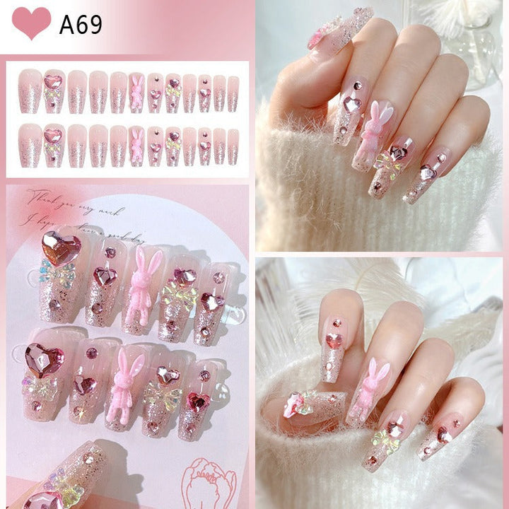 Beautiful floral press-on nail tips, ideal for women seeking elegant nail art and a quick beauty upgrade.