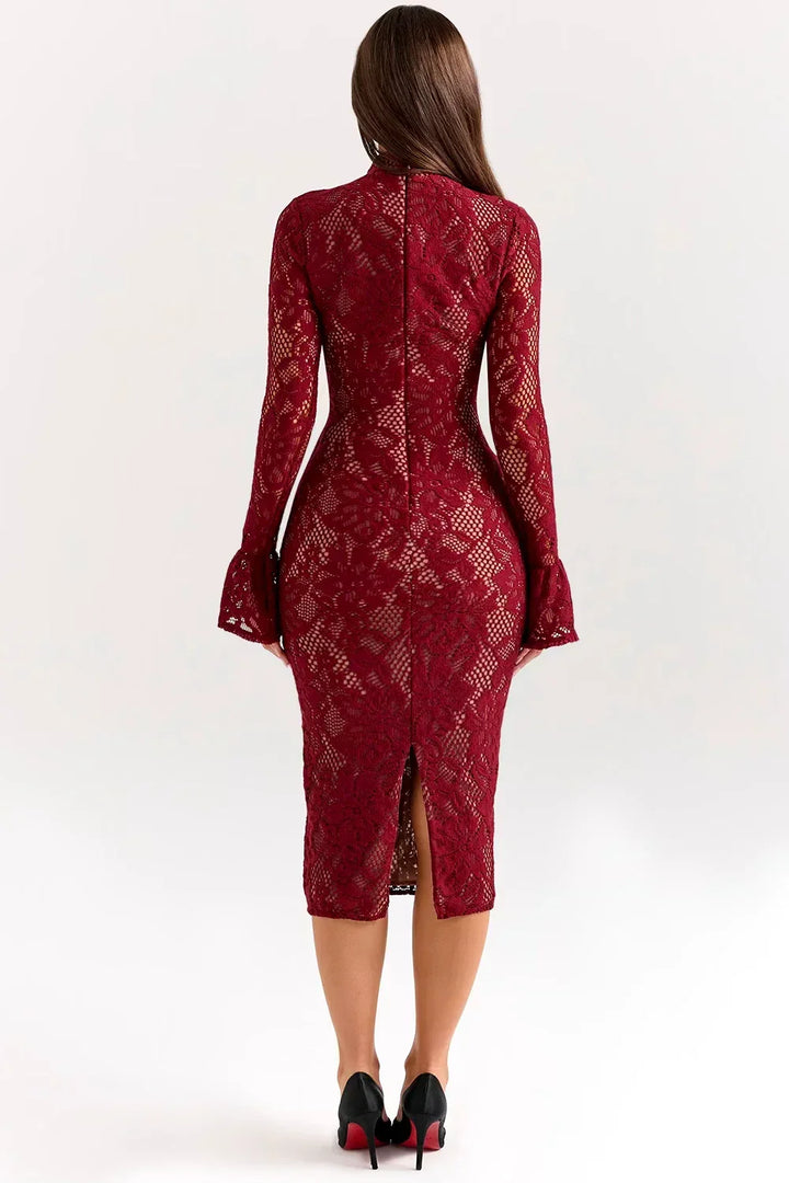 Beautiful floral design midi dress for women, offering an elegant & sophisticated look.