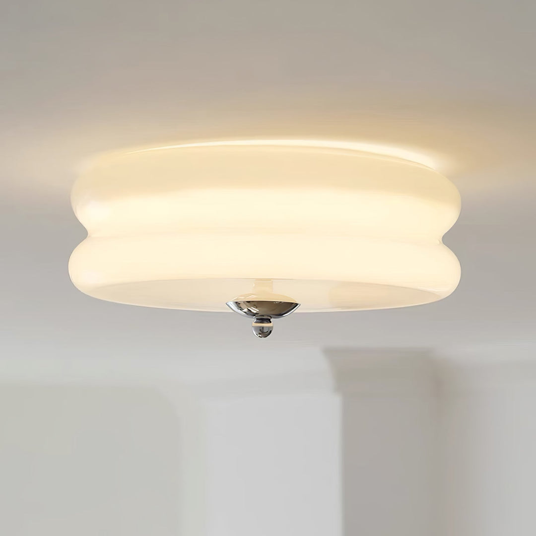 Bedroom fluted glass LED ceiling light with a sophisticated design.