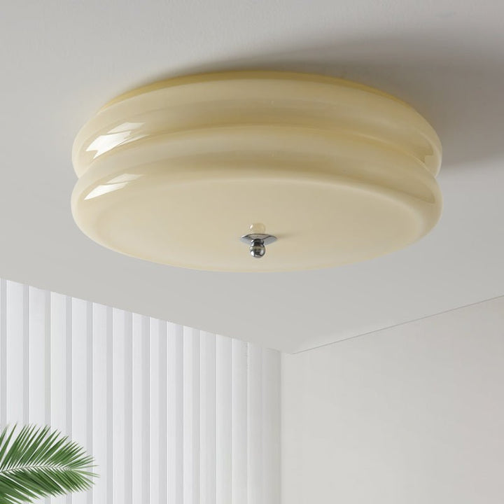 Living room fluted glass LED ceiling lamp, an elegant decor choice.