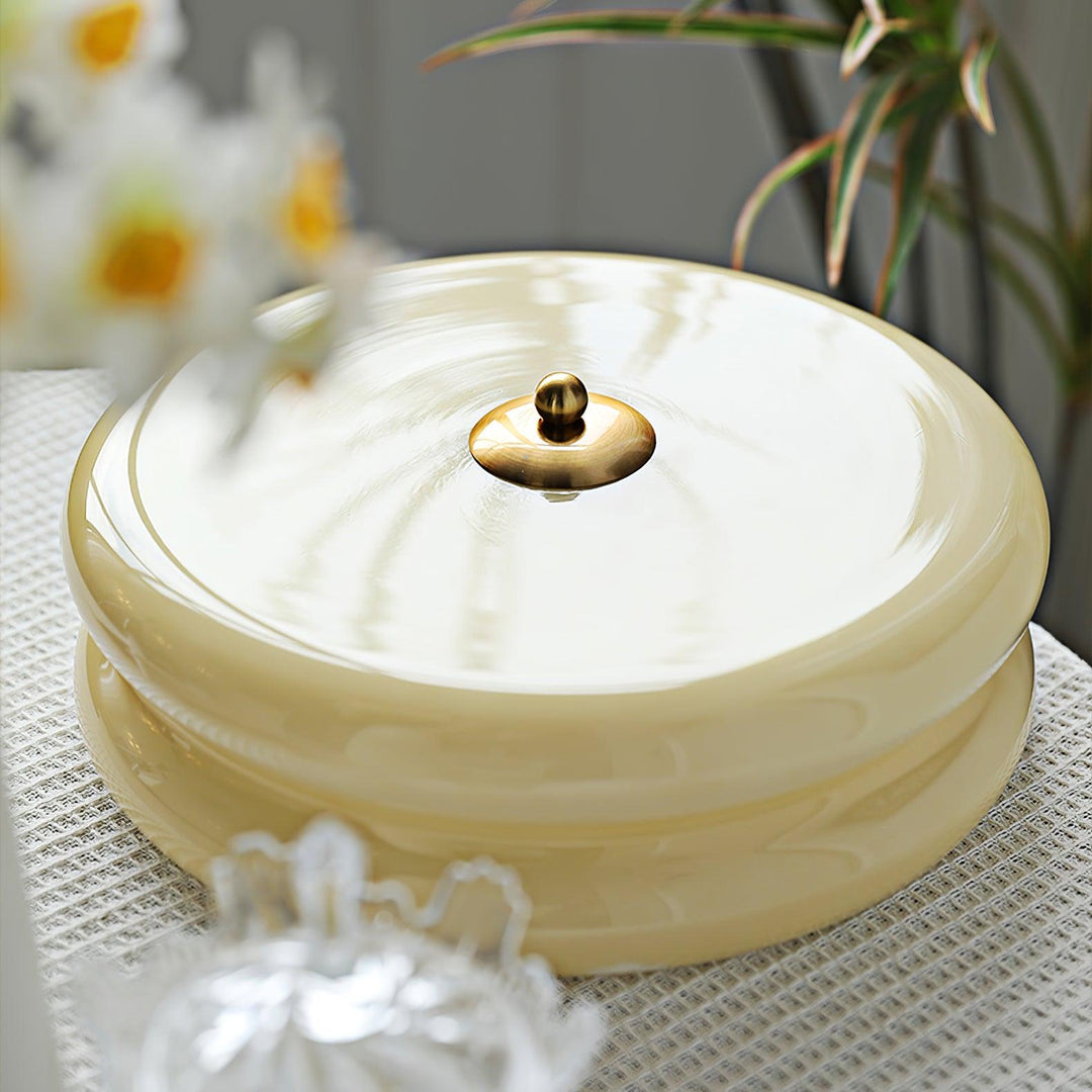 Dimmable LED ceiling light with fluted glass, suitable for any home.