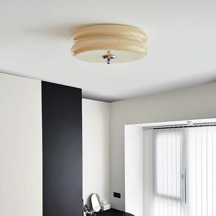 Art Deco fluted glass LED ceiling light, a timeless piece of decor.