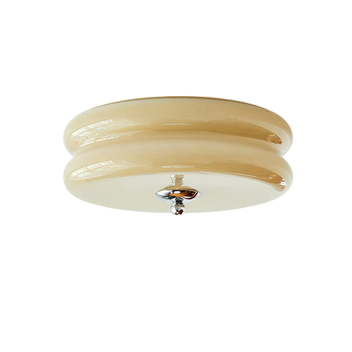 Dimmable fluted glass LED ceiling lamp, Art Deco vintage style.