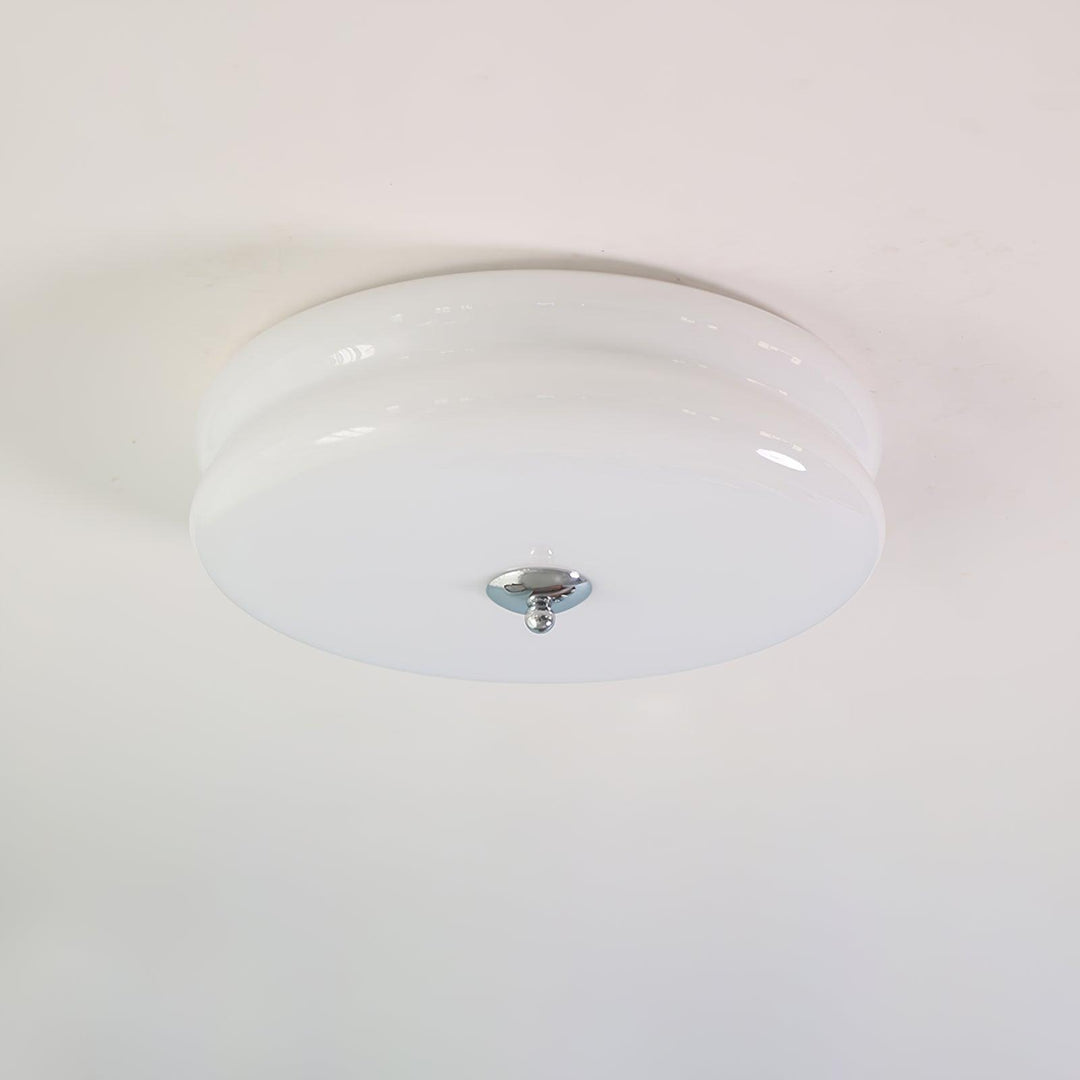 Living room fluted glass LED ceiling light, a focal point of design.