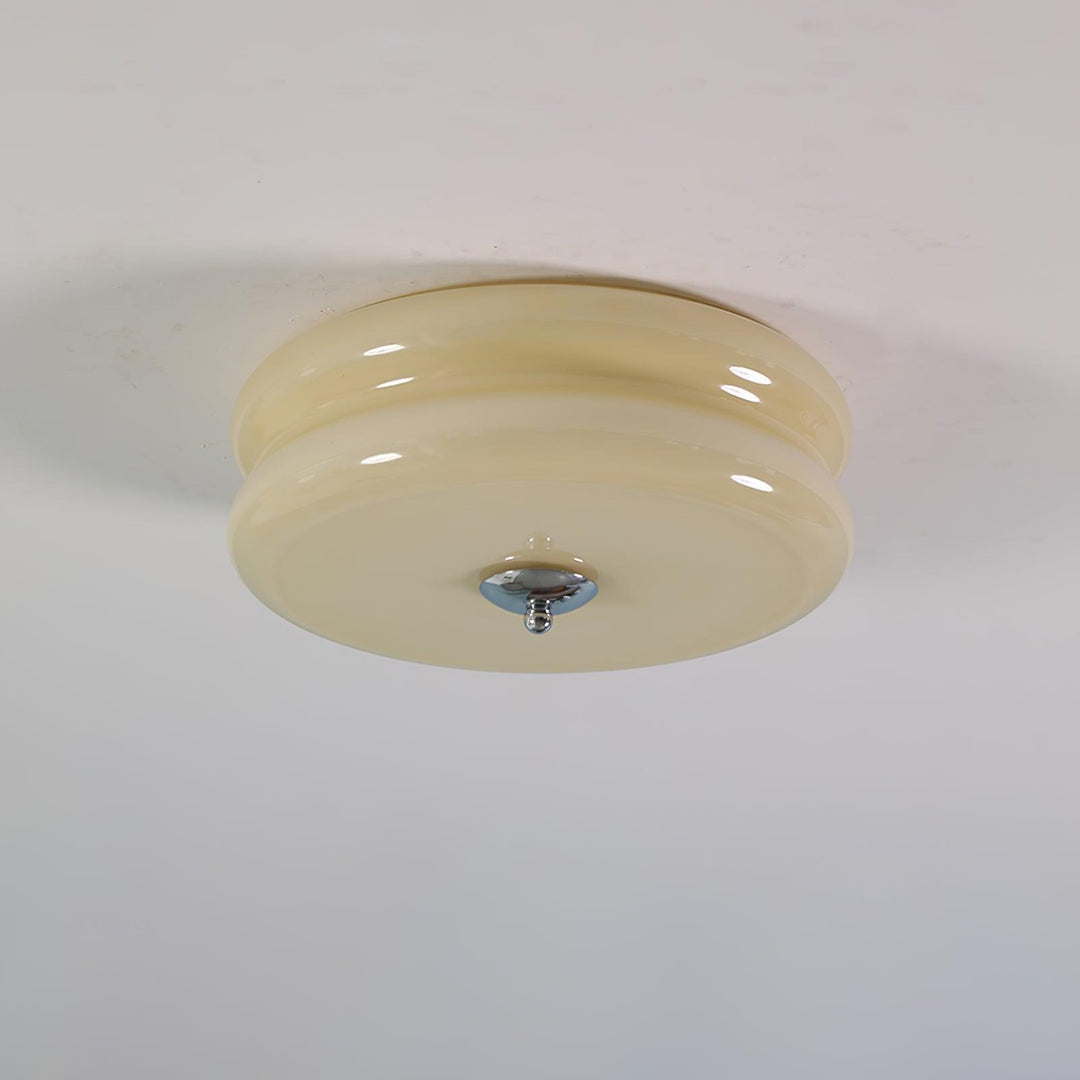 Gold fluted glass LED ceiling light, an elegant touch for home decor.
