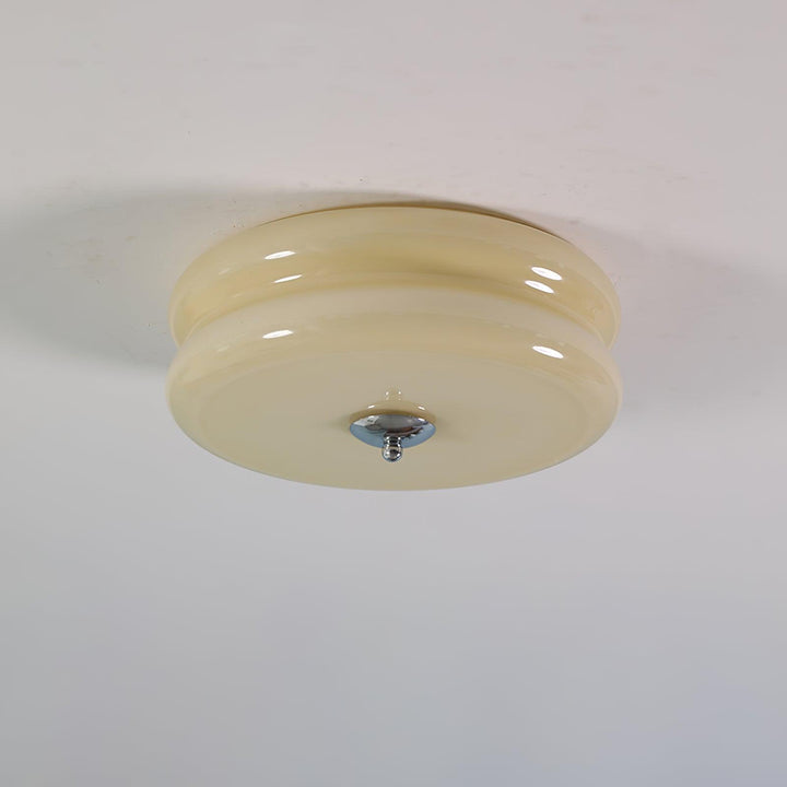 Gold fluted glass LED ceiling light, an elegant touch for home decor.