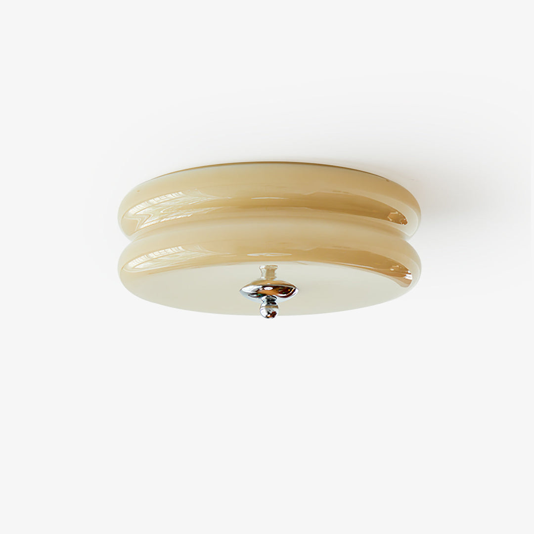 Bedroom fluted glass LED ceiling light, creating a serene ambiance.