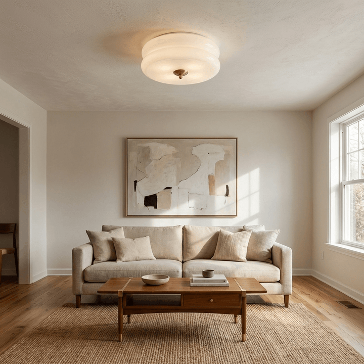 Art Deco fluted glass ceiling light, a stunning addition to any room.