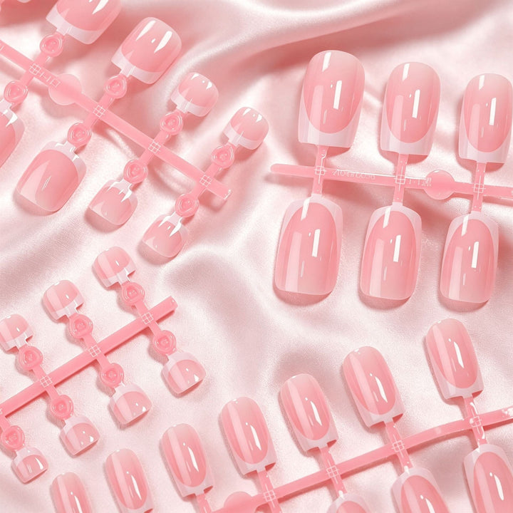 Premium women's French tip press-on nails. Get an elegant, quick fake manicure for beautiful nail art.