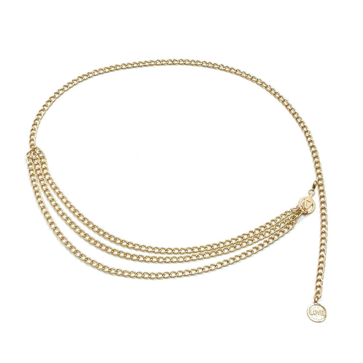 Stylish adjustable gold chain belt, an elegant gift for her, enhances any women's outfit.