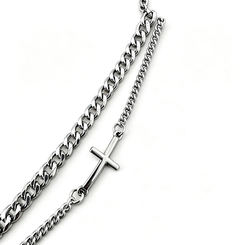 Elegant gold chain bracelet with a subtle cross charm, a delicate and meaningful fashion accessory for her.