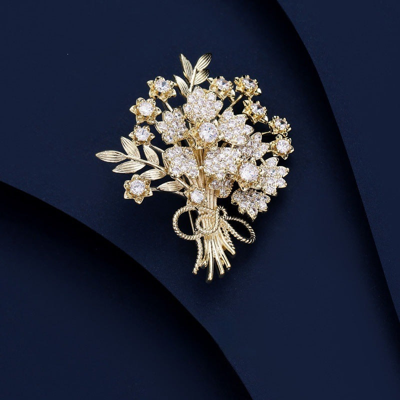 Stunning crystal flower brooch, a versatile floral pin for jackets or scarves. Elegant women's gift.