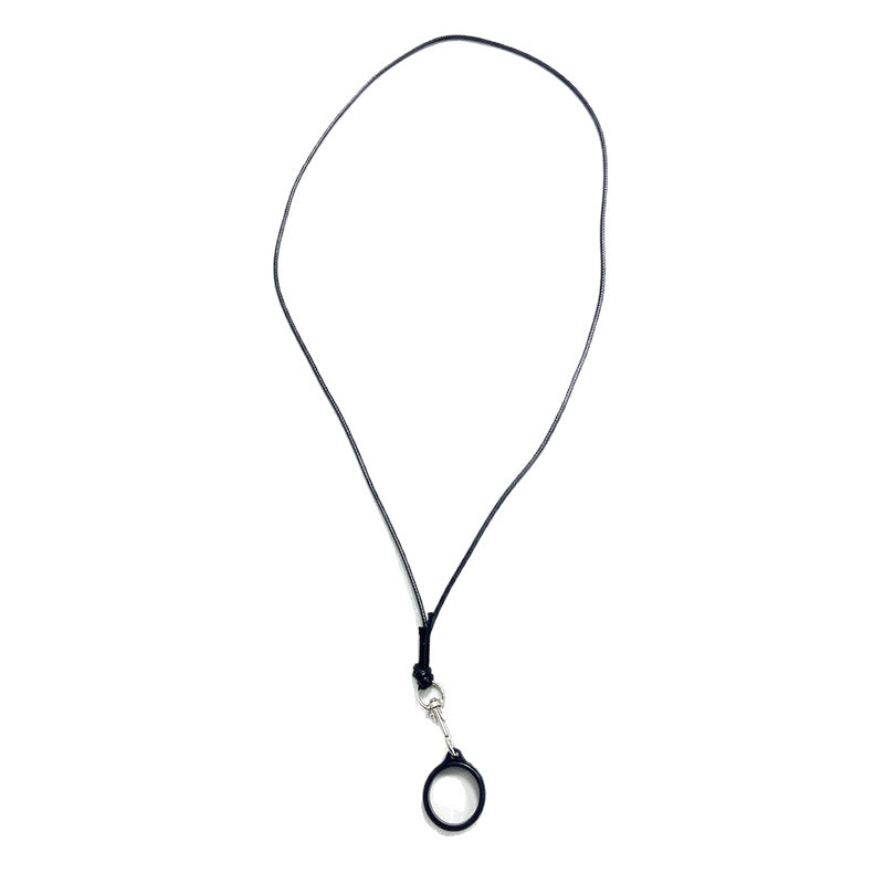 Stylish black beaded eyewear chain. Securely holds sunglasses or reading glasses, elegant accessory.