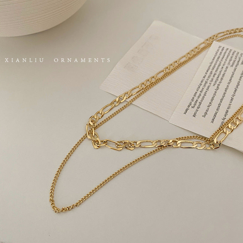 Women's fashionable gold layered chain necklace, perfect elegant accessory & gift for her.