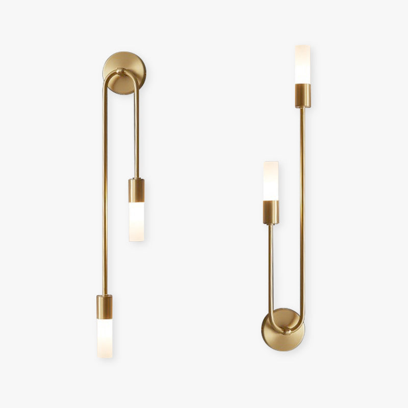 Elegant gold LED wall light fixture, modern indoor lighting for home decor and ambient glow.