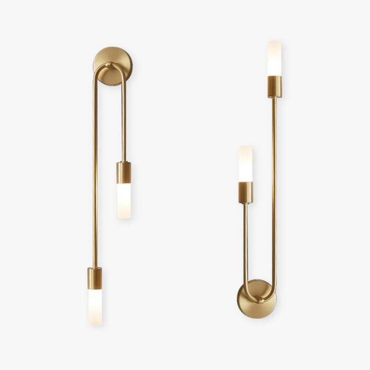Elegant gold LED wall light fixture, modern indoor lighting for home decor and ambient glow.