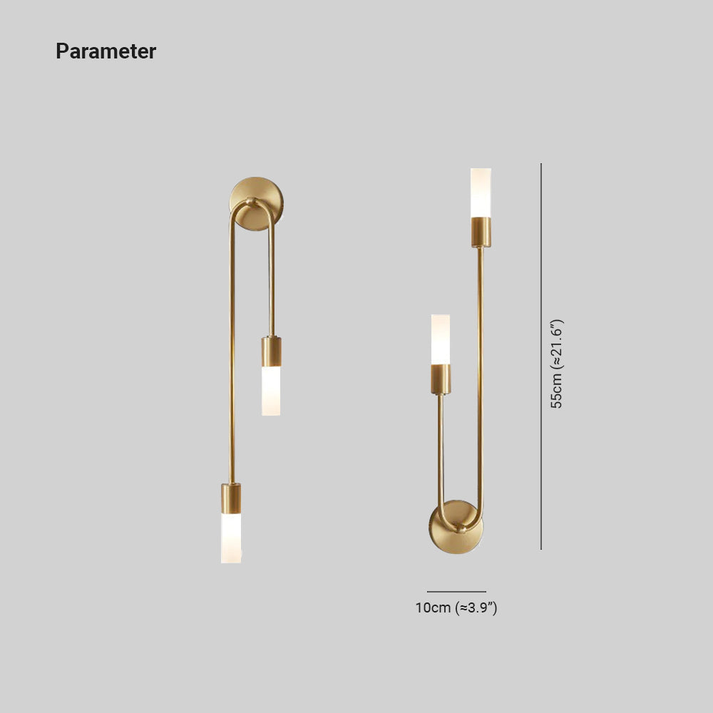 Modern gold two-light LED wall lamp, perfect accent lighting for contemporary indoor spaces.