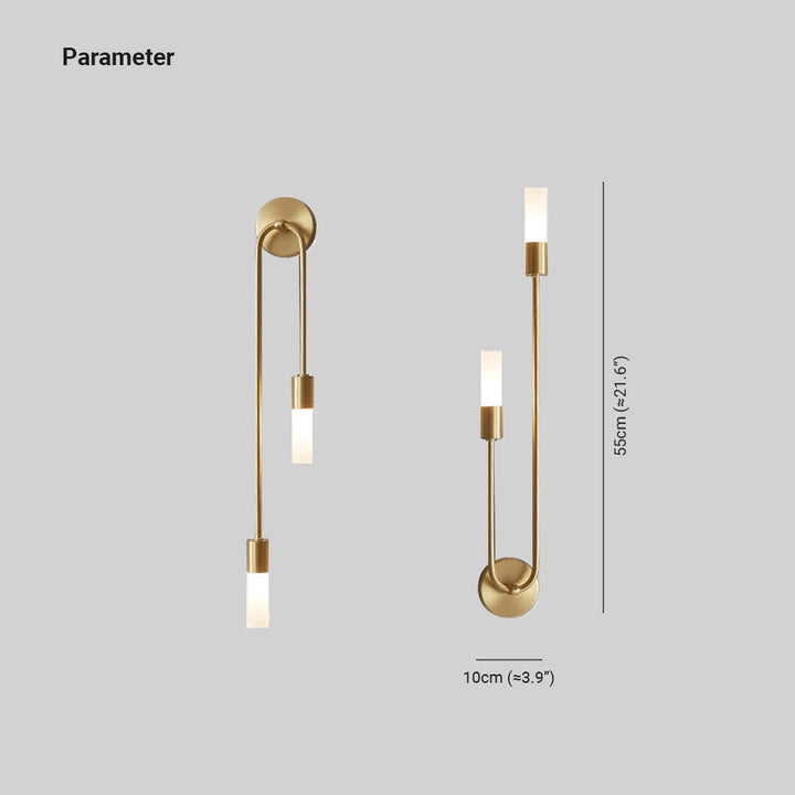 Modern gold two-light LED wall lamp, perfect accent lighting for contemporary indoor spaces.