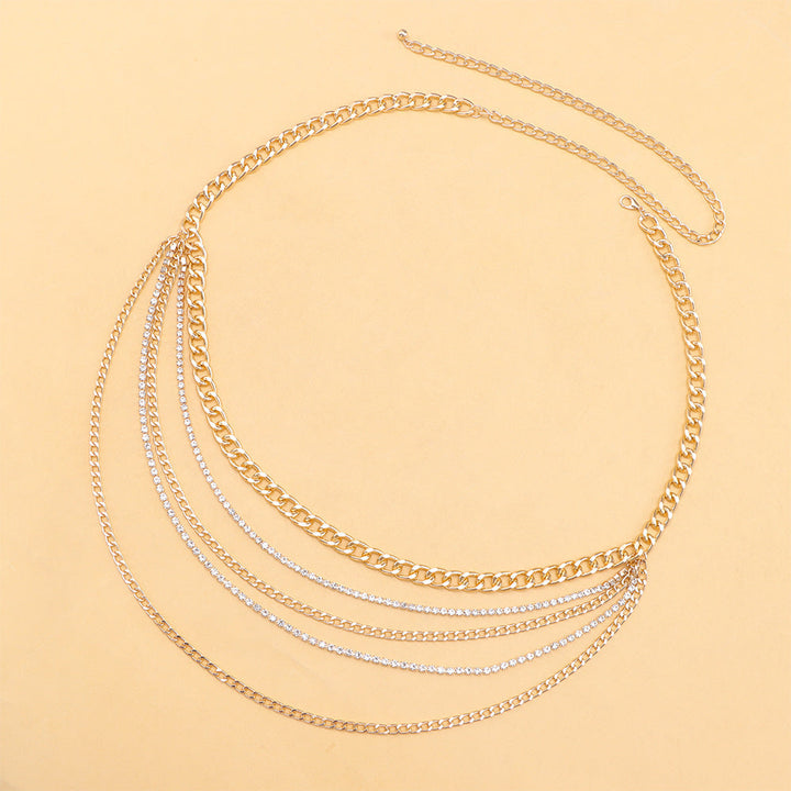 Fashionable gold layered body jewelry for women, elegant and adjustable. Perfect for special occasions.