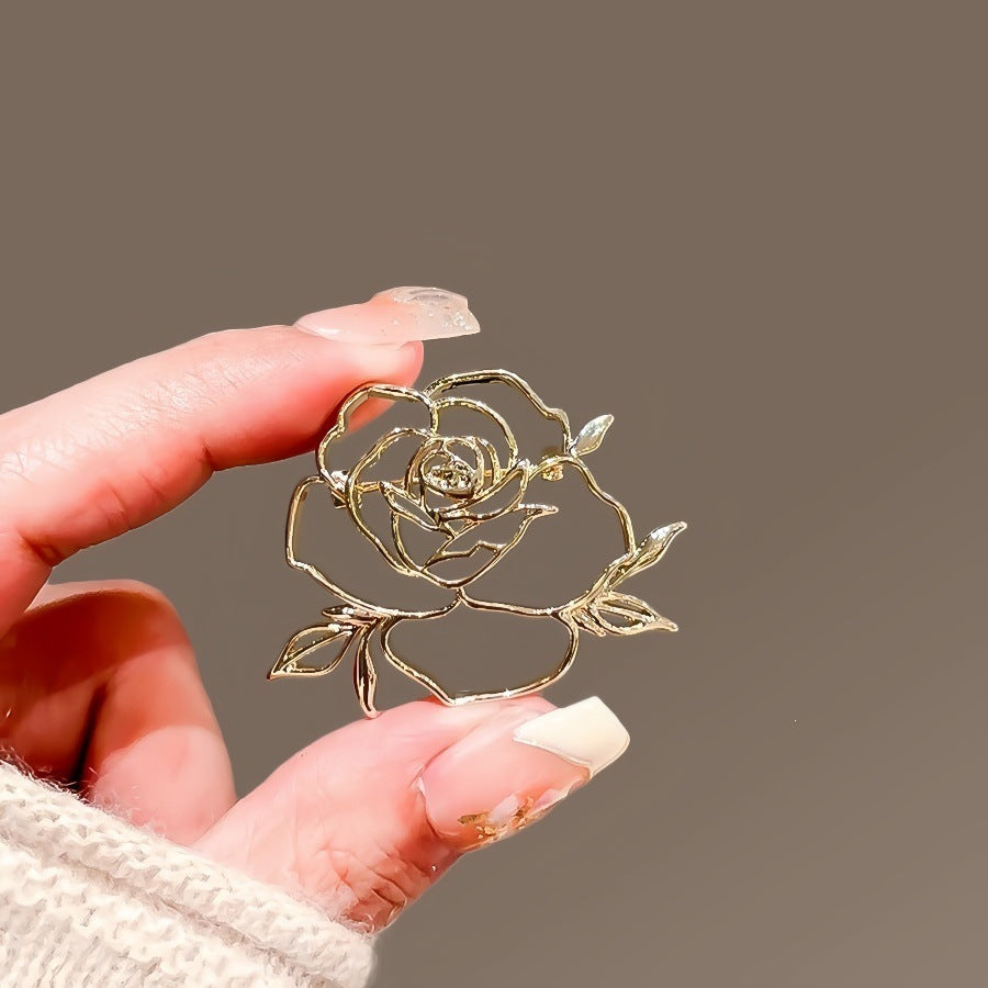 Delicate rose flower brooch pin, an elegant gift idea for women.