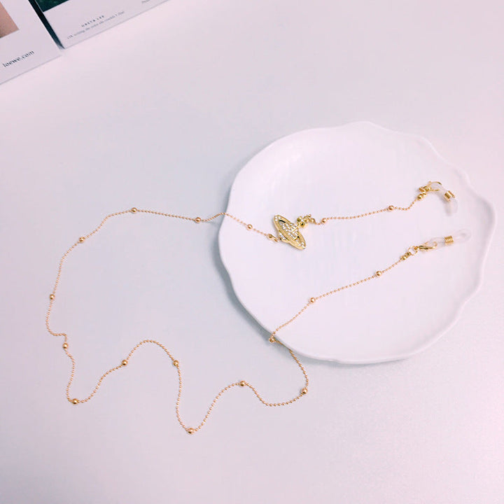 Delicate bead glasses chain with anti-slip loops. A secure and stylish way to keep your eyeglasses handy & fashionable.