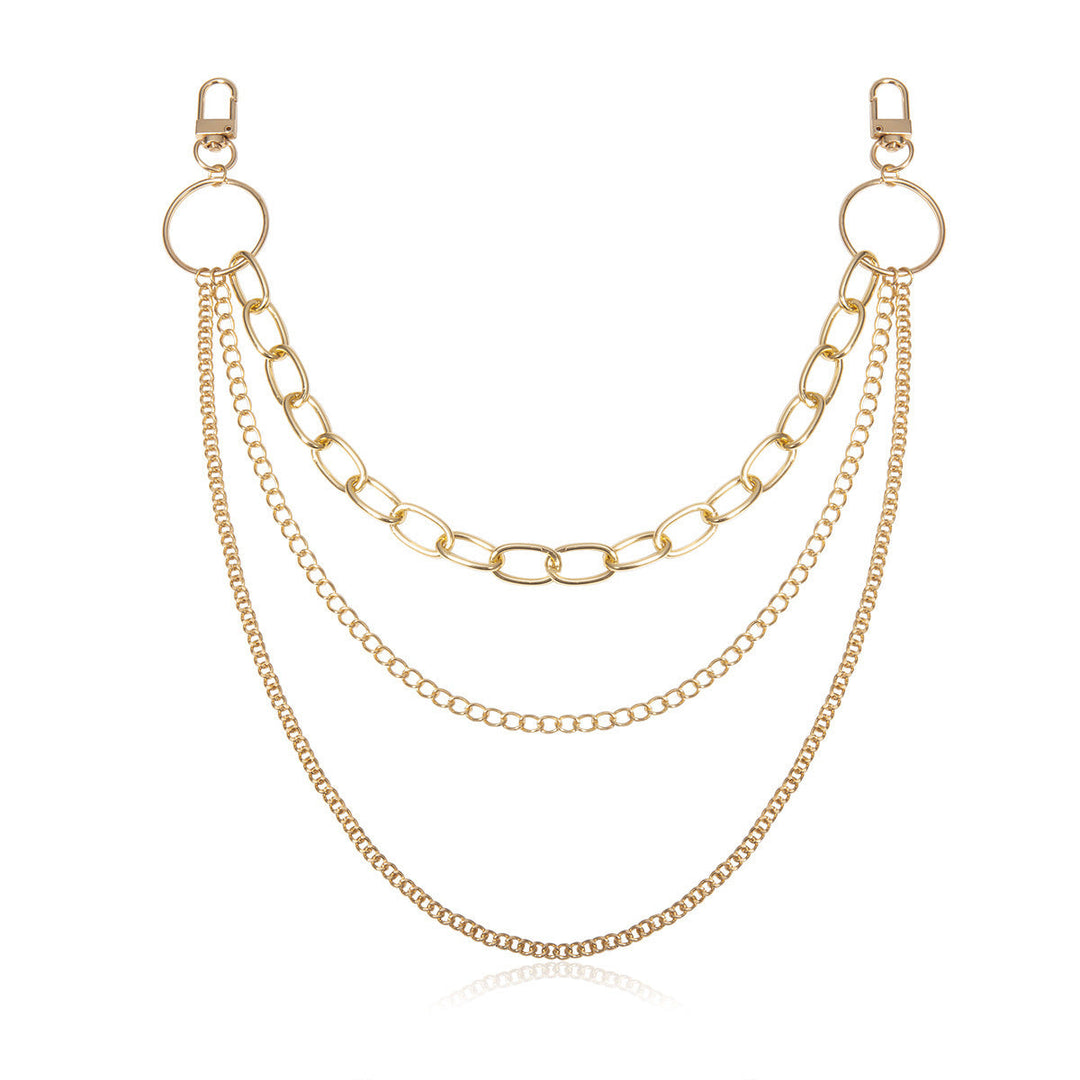 Silver layered body chain, a stylish unisex fashion accessory. Elegant, versatile jewelry for a unique body statement.