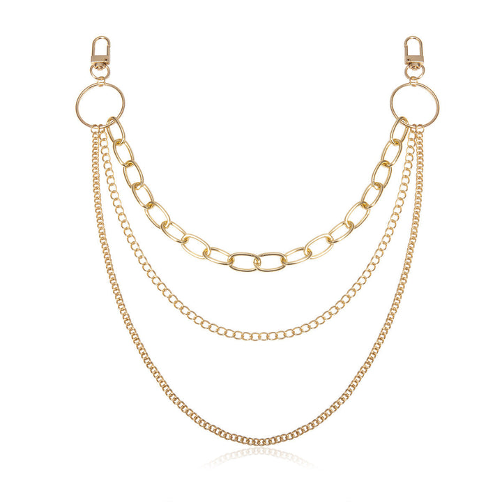 Silver layered body chain, a stylish unisex fashion accessory. Elegant, versatile jewelry for a unique body statement.